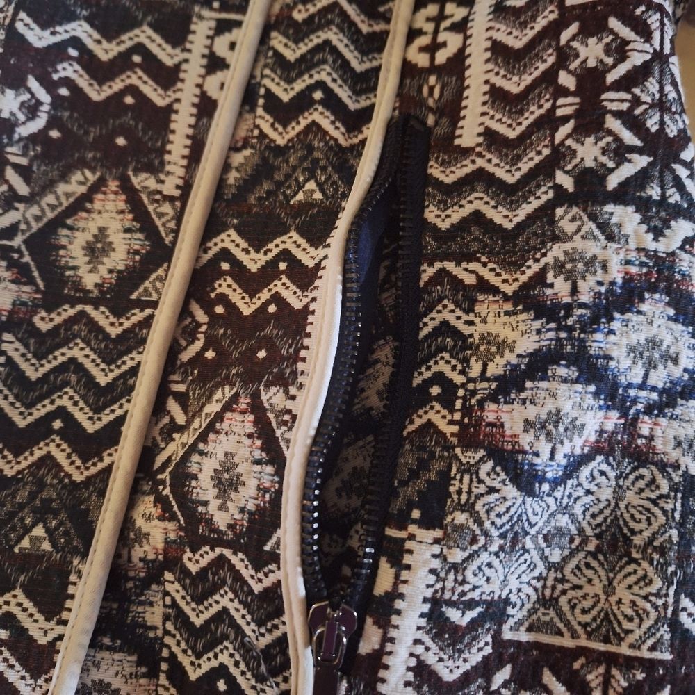 Zara Moto Jacquard Blazer Long Sleeve Textured Tribal Fall Small Womens - Picture 13 of 13